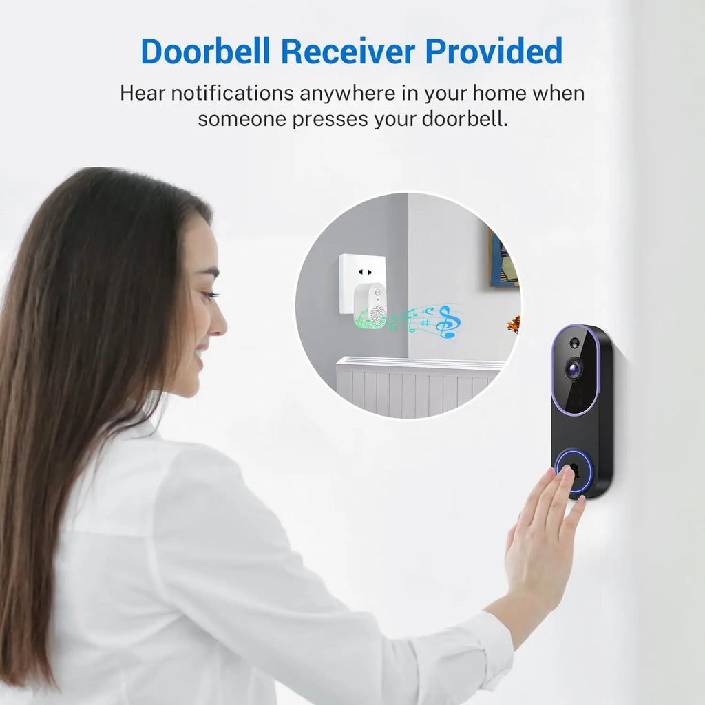 Smart Wireless Video Doorbell Camera with AI Detection, Night Vision, Cloud Storage, Battery Powered for Indoor Outdoor Use