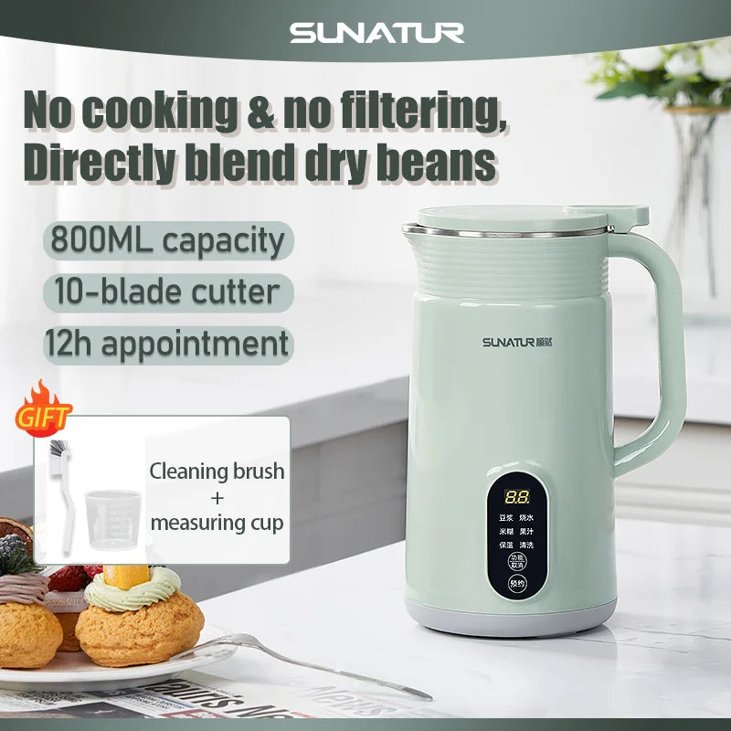 SUNATUR 600w Soybean milk maker- 800ml Heated wall breaking machine，for nut vegetable（HB-B6K）