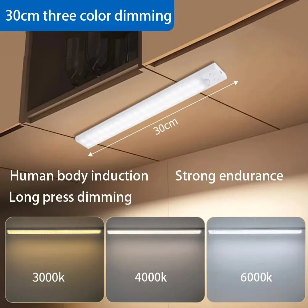 Motion Sensor Night Light USB Rechargeable Wireless Lamp Under Cabinet Led Lights for Kitchen Cabinet Bedroom Wardrobe Lighting