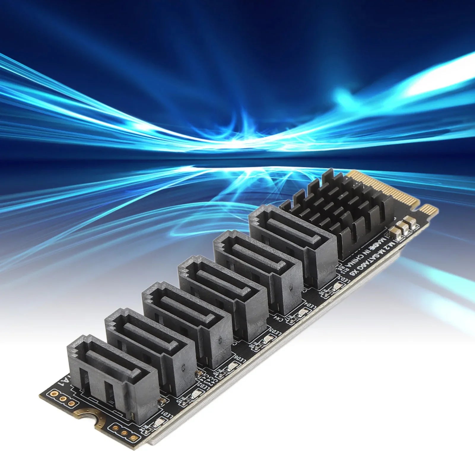 M.2 to SATA3.0 Adapter Card 6Gbps High Speed ASM1166 M.2 PCIE to SATA Expansion Card with Smart Indicator
