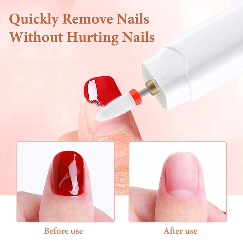 Electric Nail Grinder Nail Polishing Machine with Light Portable Mini Electric Manicure Pen for Gel Removing Polishing Dead Care