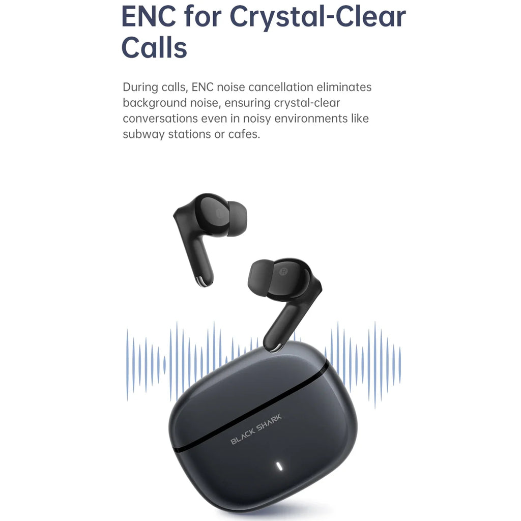 Black Shark T23 Wireless Earphones Bluetooth 5.4 TWS Earbuds ENC Call 40h Playback Smart Touch Control Hi-Fi Audio Powerful Bass