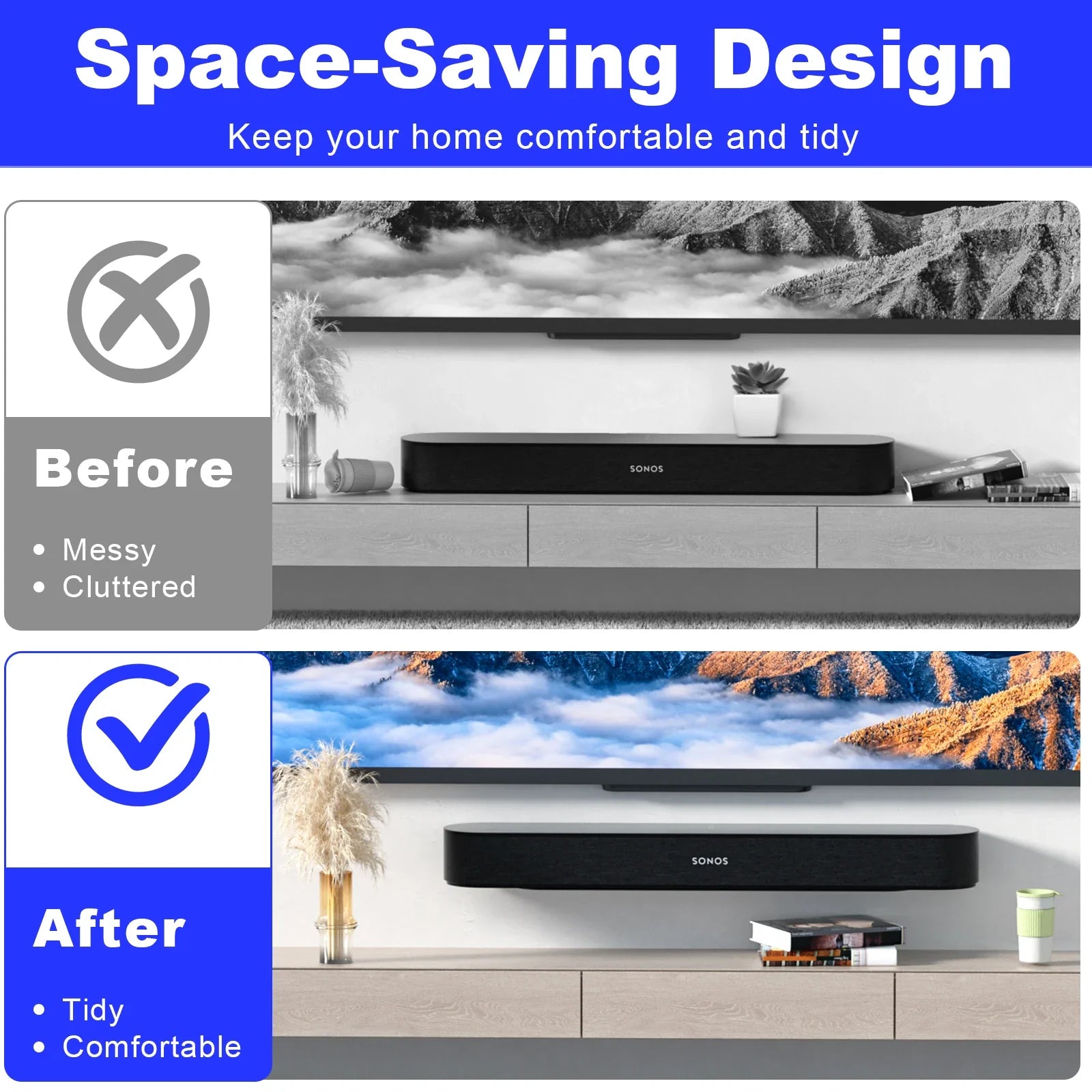 Universal Soundbar Wall Mount Speaker Stands For Sonos Beam Wall Mount Bracket Compatible Home Living Room Decoration Durable