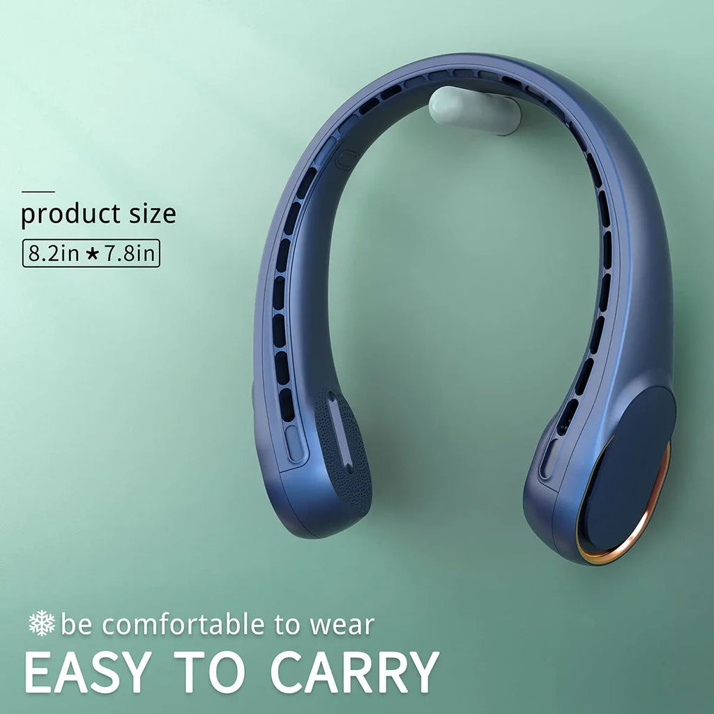 Portable Neck Fan 360° Cooling Portable Strong Wind Fan with Adjustable Speed 5200mah Rechargeable Mute Bladeless Neck Fan