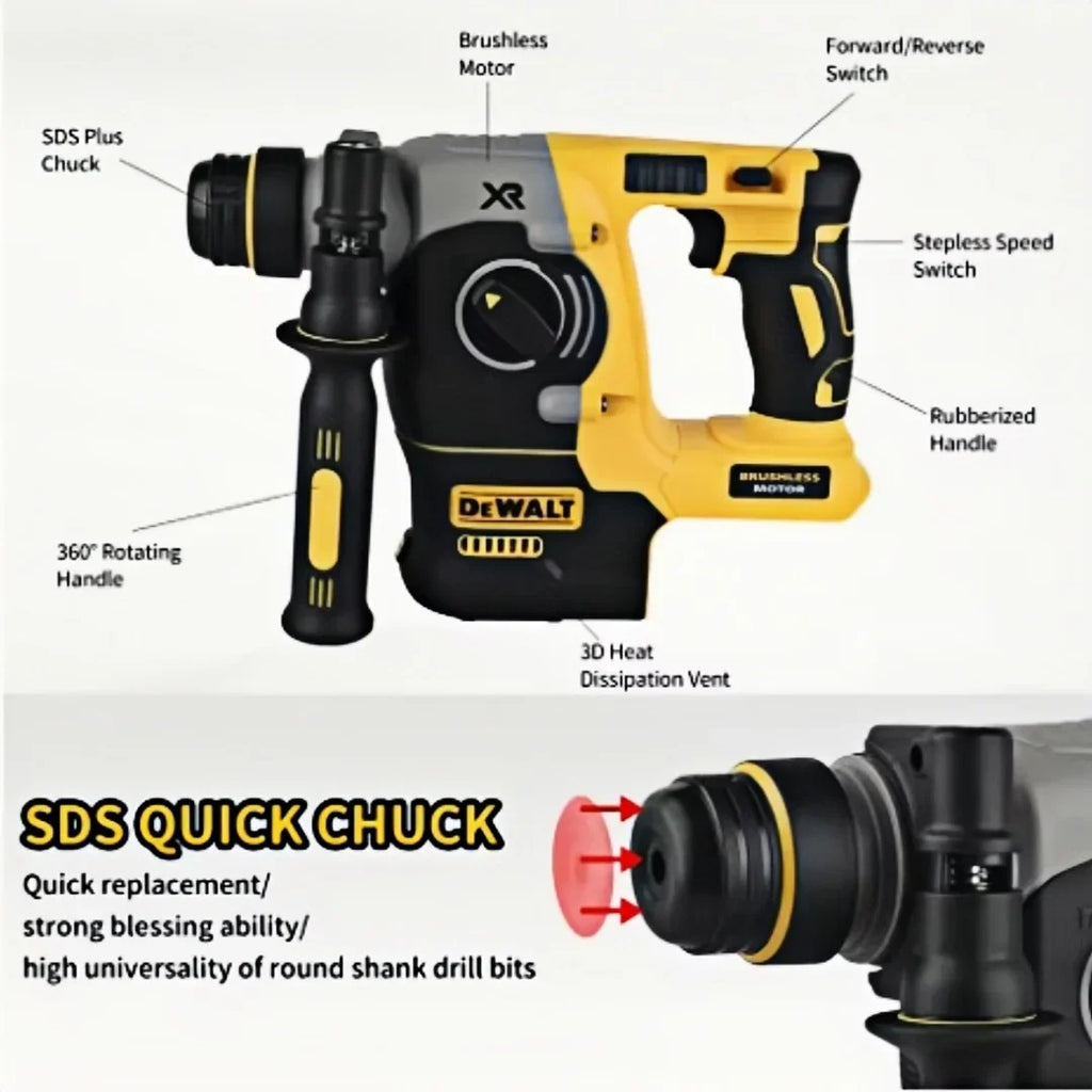 DEWALT DCH273 Rotary Percussion Drill 18V/20V MAX SDS Brushless 1 Inch PLUS L-shaped Woodworking Impact Drill（no Battery）