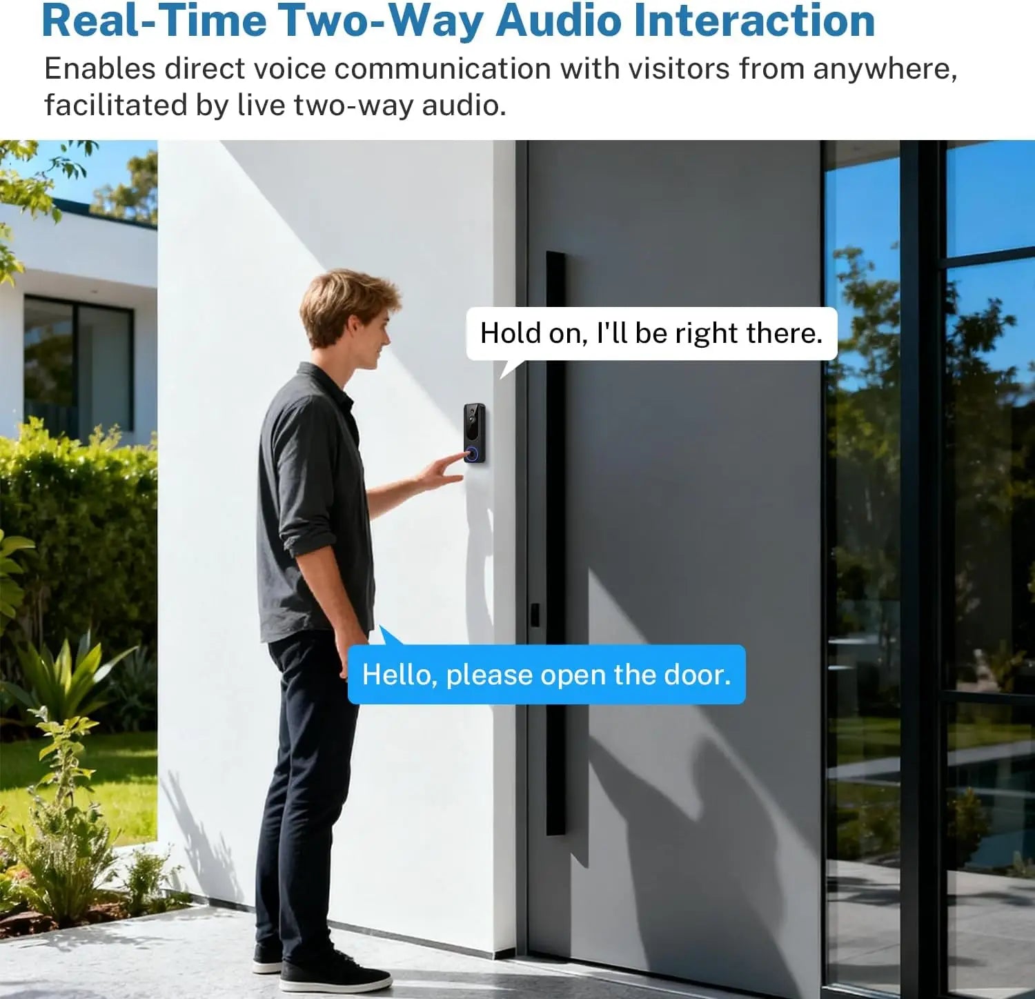 Wireless Doorbell Camera with Indoor Receiver, AI Detection, 2-Way Talk, Night Vision