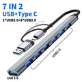 7 Ports USB 3.0 Type C HUB Expander Splitter High Speed OTG Adapter Docking Station For LaptopPC Hard Drive Mouse Keyboard