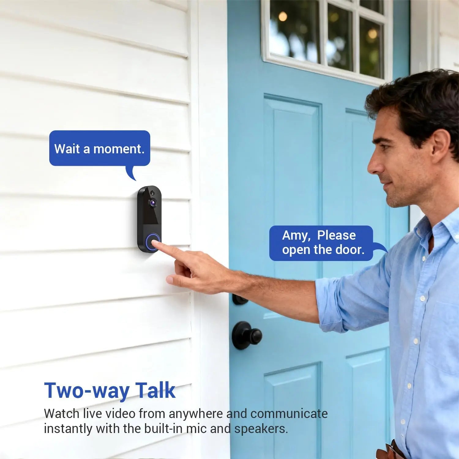 Wireless Wi-Fi Video Doorbell Camera with Night Vision, Two-Way Audio, AI Motion Detection, Cloud Storage