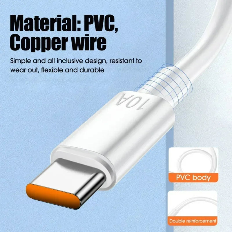 3/1PCS Quick Charging Cable 120W 10A USB A To Type C Fast Charger High-speed Data Transfer Wire Cords for Samsung Xiaomi Huawei