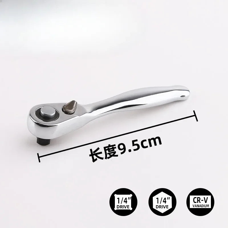 Mini Ratchet Wrench 1/4 Drive Ratchet Handle 72 Teeth Quick Release Socket Spanner Screwdriver Bit Hand Tool Wrench Repair Tools