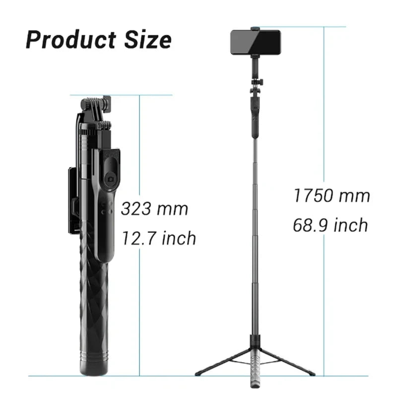 BSLIUFANG New 1.7M Wireless Selfie Tripod Foldable Stand For Action Cameras Smartphones Balance Steady Shooting Live