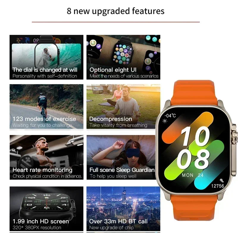 New Watch 10 Smart Watch  IWO Watch Ultra 49mm New NFC Men Women Bluetooth Call BT Music Games Wireless Charging Smartwatch