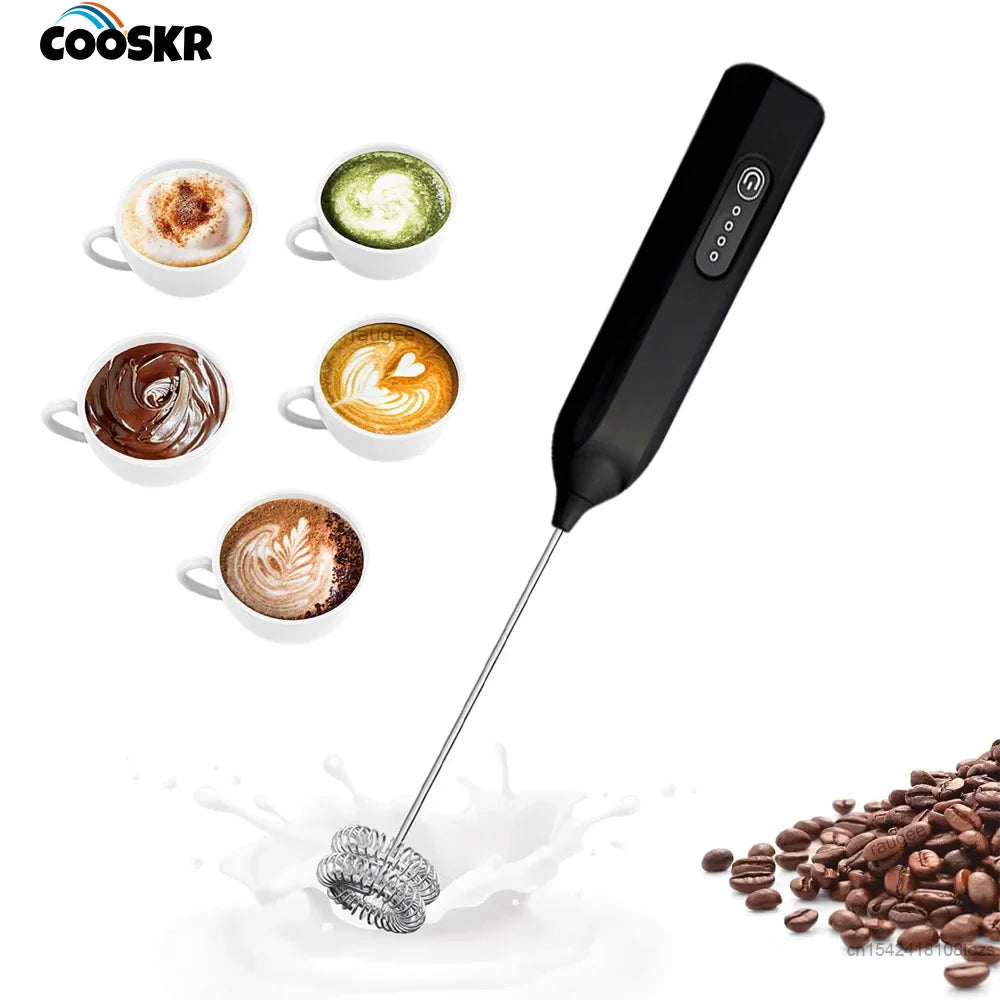 Mini Milk Frother USB Rechargeable Handheld Automatic Rotary Milk Foam Maker for Coffee Latte Cappuccino Maker Electric Blender