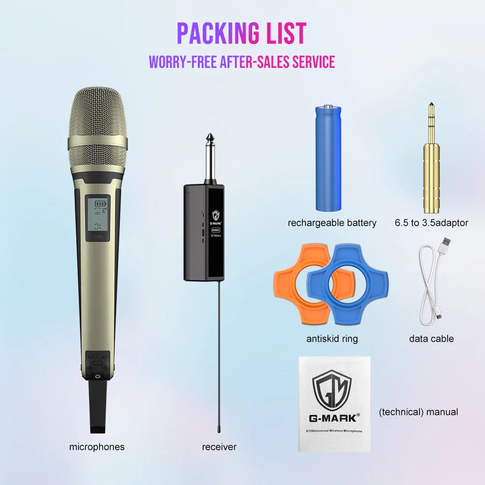 G-MARK SKM9000 Wireless Microphone Professional UHF Frequency Adjustable Metal Sheel For Paryt Show Teaching Wedding