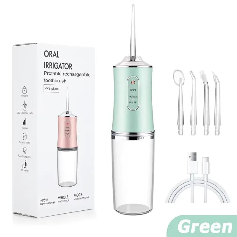 Portable Cordless Teeth cleaning machine Travel Oral Irrigator USB Rechargeable 3 Modes 4 Jet Tips IPX7 Mouth Washing Machine