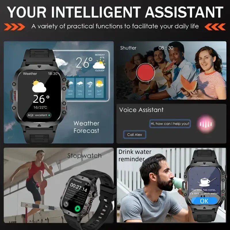 2026 New Hot GPS Sports Men Smartwatch Men 1.81-Inch HD Bluetooth Call Waterproof LED Flashlight Stainless Military Smart Watch