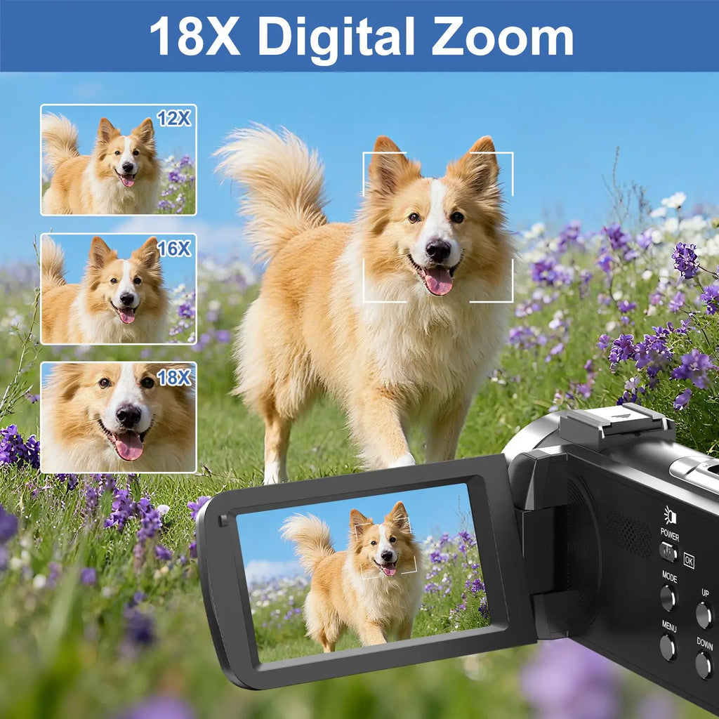 64MP 8K Video Camera Digital Recorder 18X Infrared Night Vision Camcorder 3.0 inch Rotate Touch Screen WIFI Livestreaming Webcam