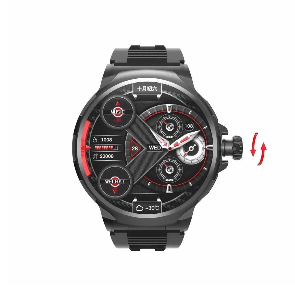 GT100 New Smartwatch 1.85-inch Display HD Screen Android OS 4G SIM Card 180° Rotating Camera WiFi Waterproof Smart Watch Men