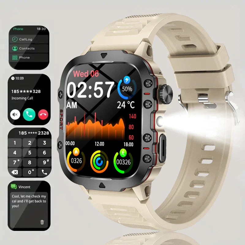 2026 New Hot GPS Sports Men Smartwatch Men 1.81-Inch HD Bluetooth Call Waterproof LED Flashlight Stainless Military Smart Watch