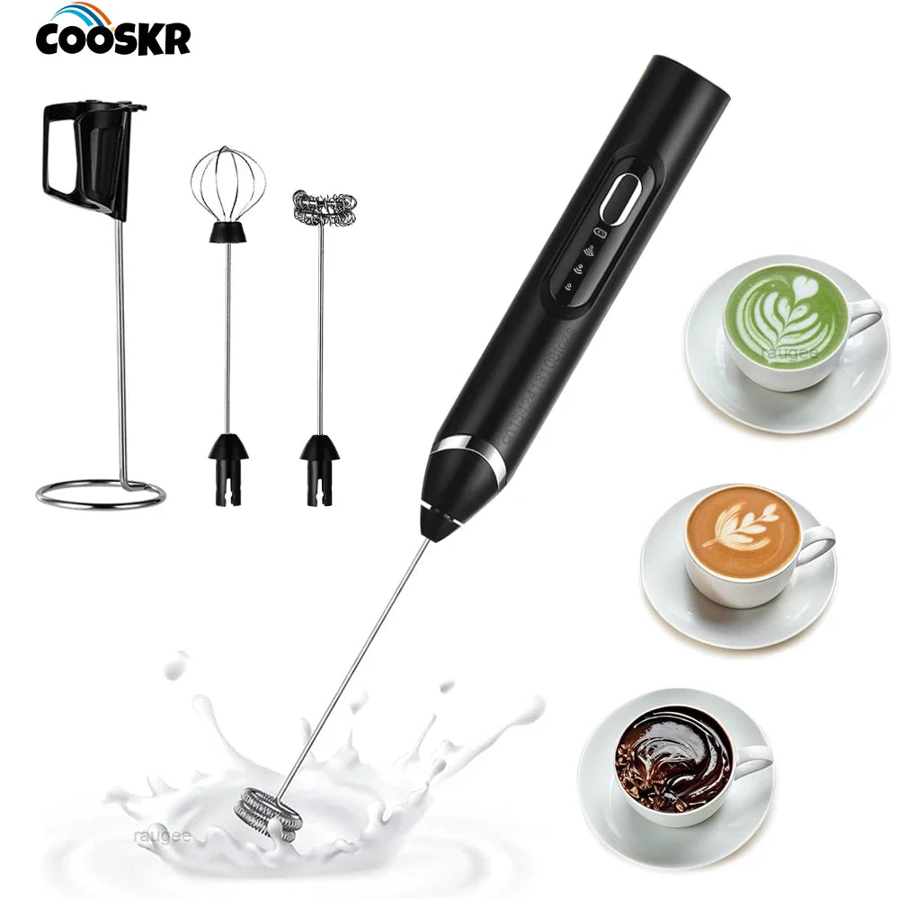 Mini Milk Frother Rechargeable Handheld Milk Foam Machine Automatic Rotary Blender for Coffee Latte Cappuccino Maker Milk Foamer