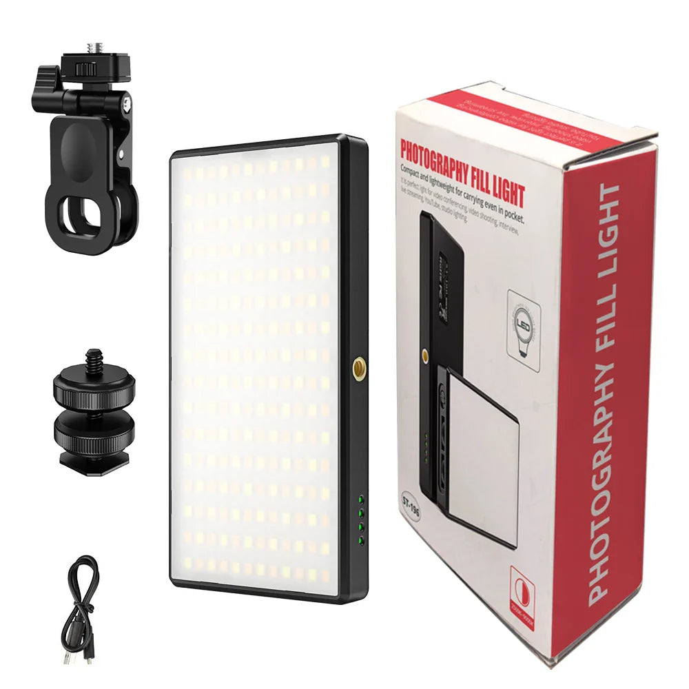 12W 192PCS high brightness LED Photography Live fill light With 3000Mah lithium battery  2500K-9000K Color Temperture Self Light