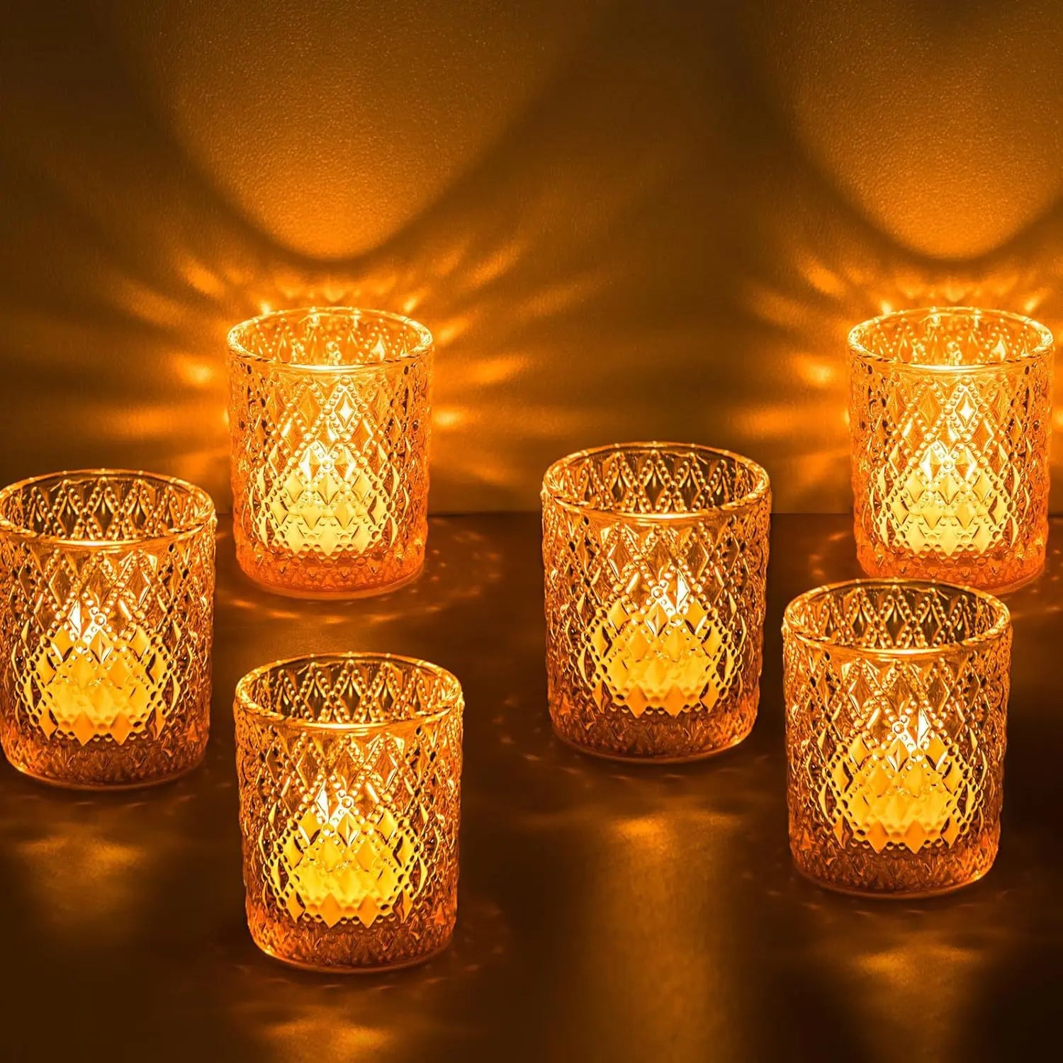 LED Tealight Golden Glass Cup Candle Holder For Wedding Table Bedroom Home Decoration Party Festival Candle Gift Box Candlestick