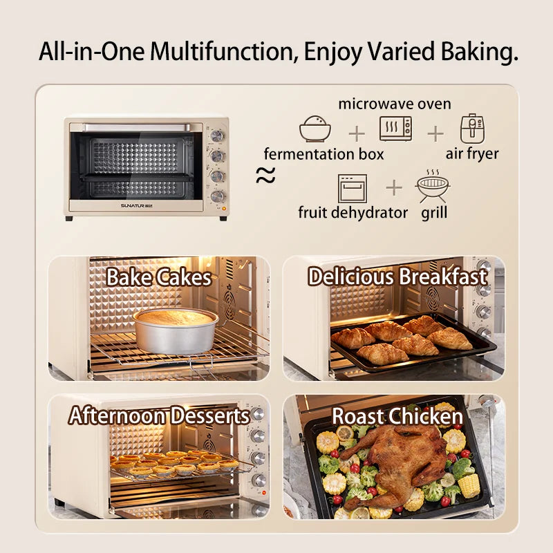 SUNATUR 2200w hot air circulation oven small commercial baking pizza toaster oven 60L Electric table oven household pastry oven