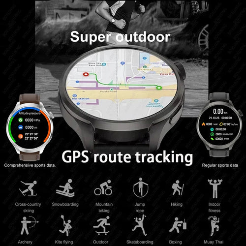 2026 New BOXUXING Outdoor Sports Smart Watch Men AMOLED Screen NFC GPS Compass Heart rate Waterproof Bluetooth Call SmartWatch