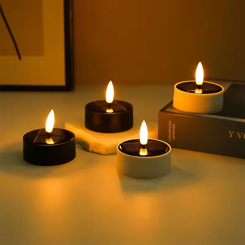 Rechargeable Solar Led Candle Light LED Candles With Solar Panel Flameless Decorative Wedding Christmas Rechargeable Tea Lights