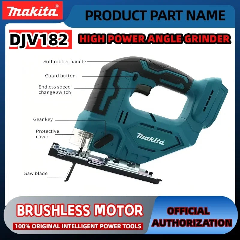 Makita DJV182Z Cordless 18V Lithium Battery Rechargeable Electric Jig Saw Curve Saw Woodworking Cutting Multifunction Saw