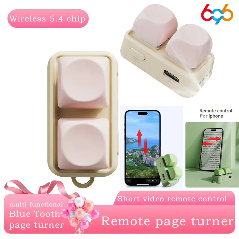 New Keypad Dual Button E-book Page Turner For Tablet Mobile Phone Blue Tooth Remote Control Swipe Short Videos For Android/IOS