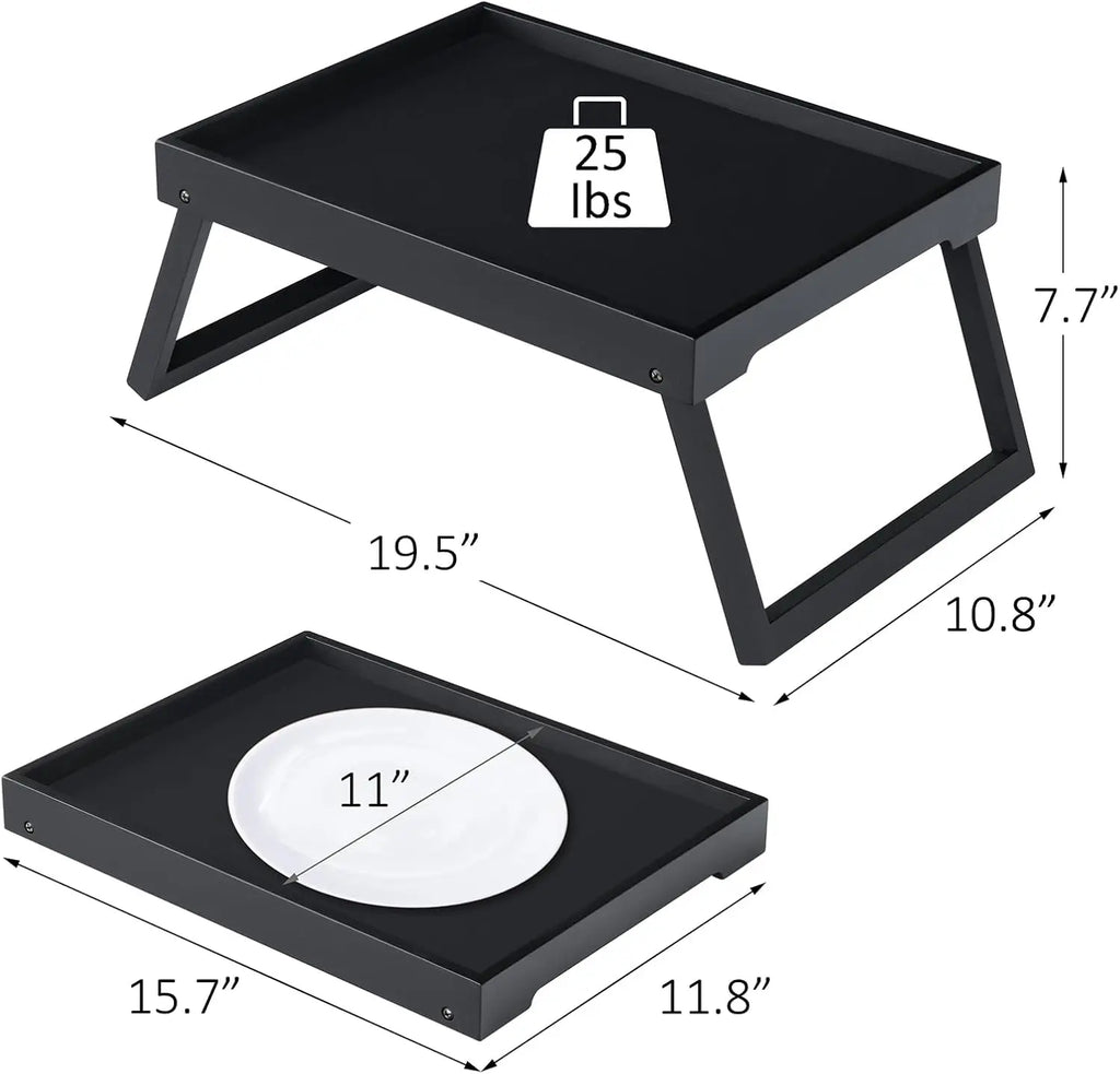 Portable Laptop Bed Table with USB Ports, Drawer & Cup Holder - Black