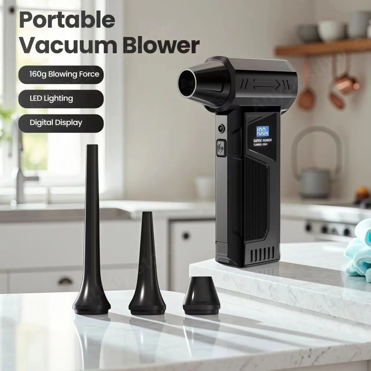 M4 Powerful Air Blower Brushless Motor Turbo Jet Fan 160g Wind Pressure Portable Vacuum Cleaner Blower 4-Gear Speed Adjustable