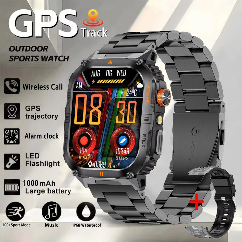 2026 New Smart Watch 2.00inch HD Display Bluetooth Call LED Flashlight Multiple Sports Modes Pedometer Men's Sports Smartwatch