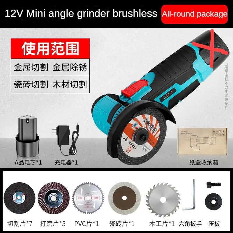 12V brushless/wire drawing Angle grinder 1PCS lithium battery 450W 18500Rpm cordless mini polishing machine cutting and grinding