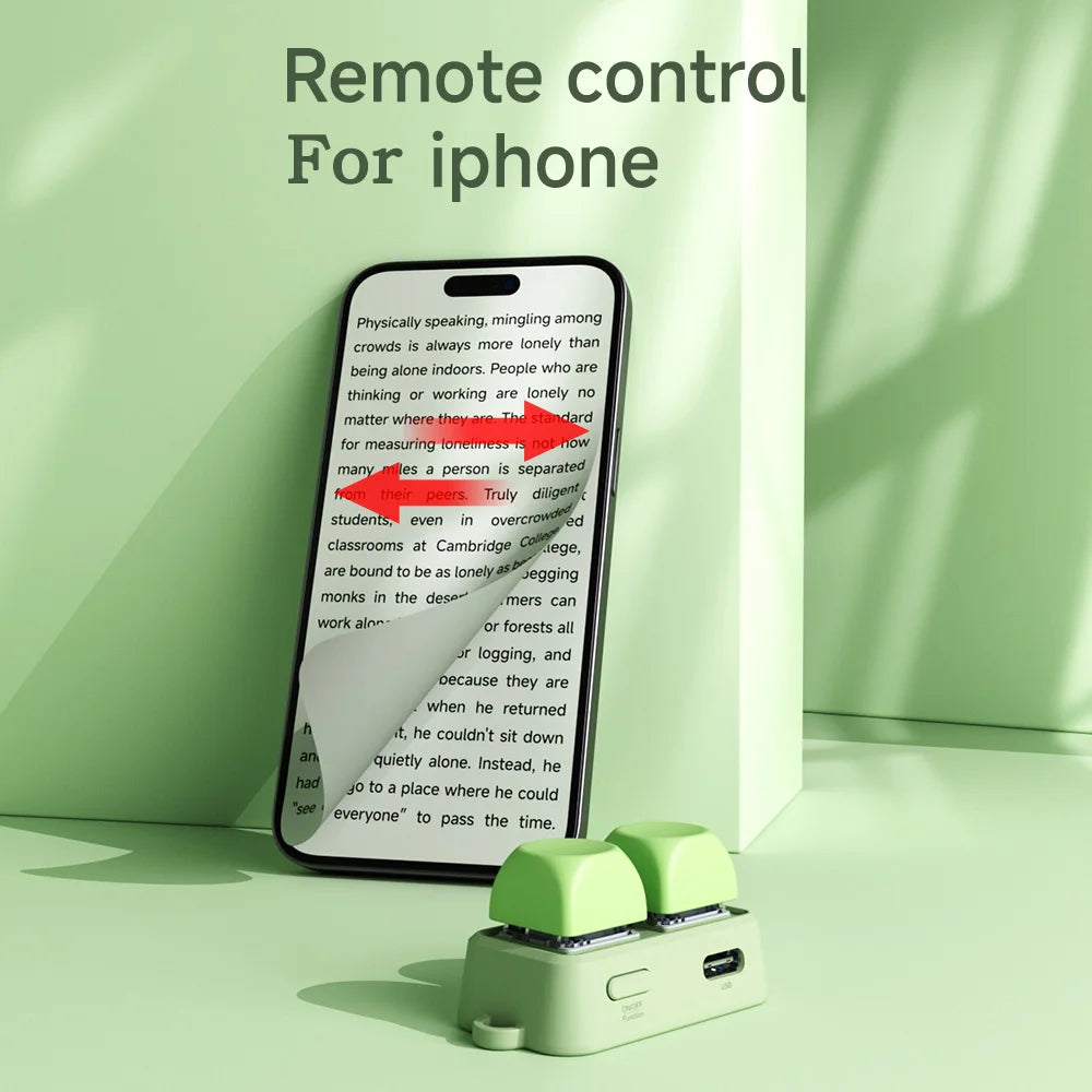 Office Portable Blue Tooth Remote Control Swipe Short Videos Mini Keypad Dual Button E-book Page Turner For Tablet Mobile Phone