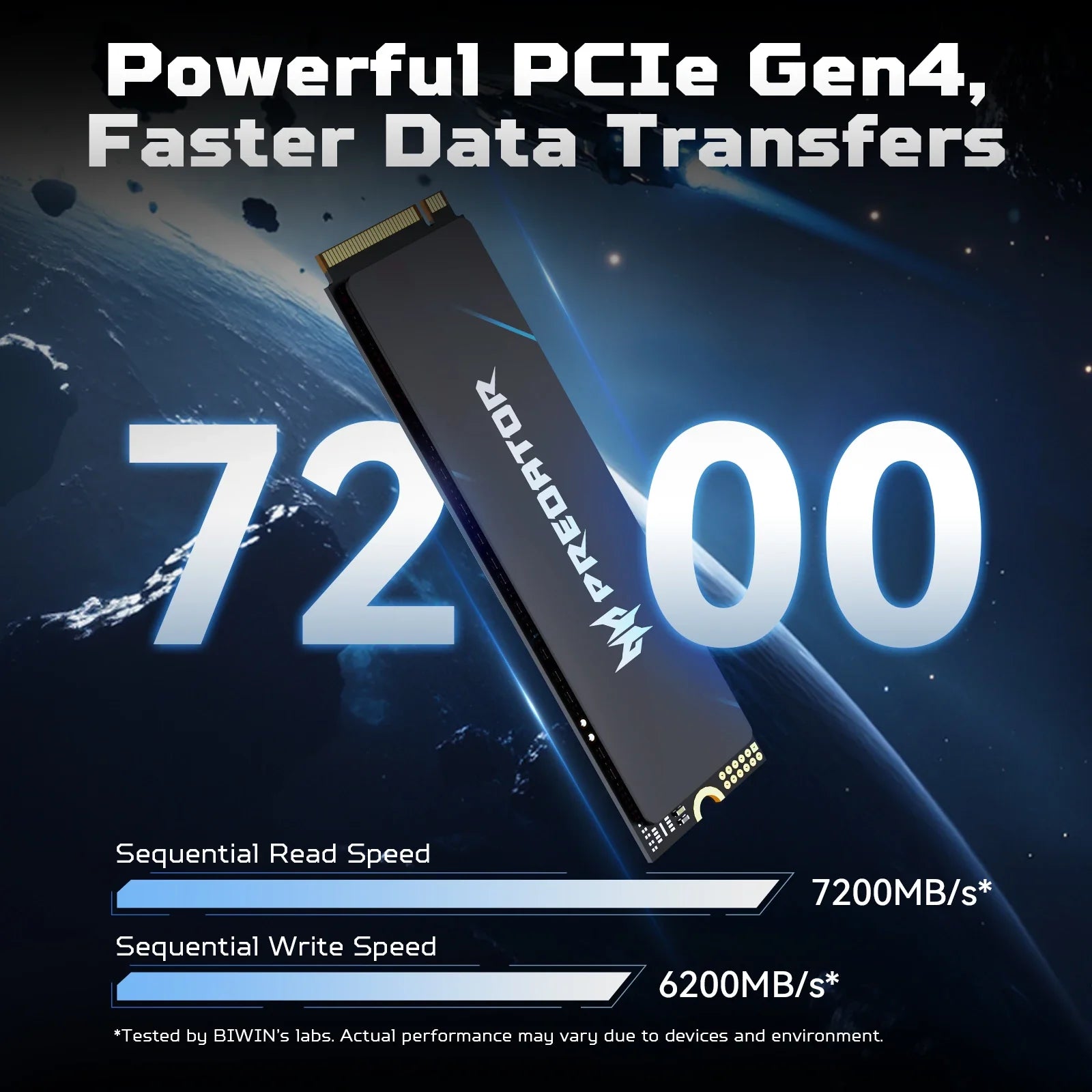 ACER PREDATOR GM6 NVMe SSD, 1TB/2TB M.2 2280 Game Drive, Read Speed up to 7200MB/s, PCIe Gen4 NVMe, High Performance Gaming