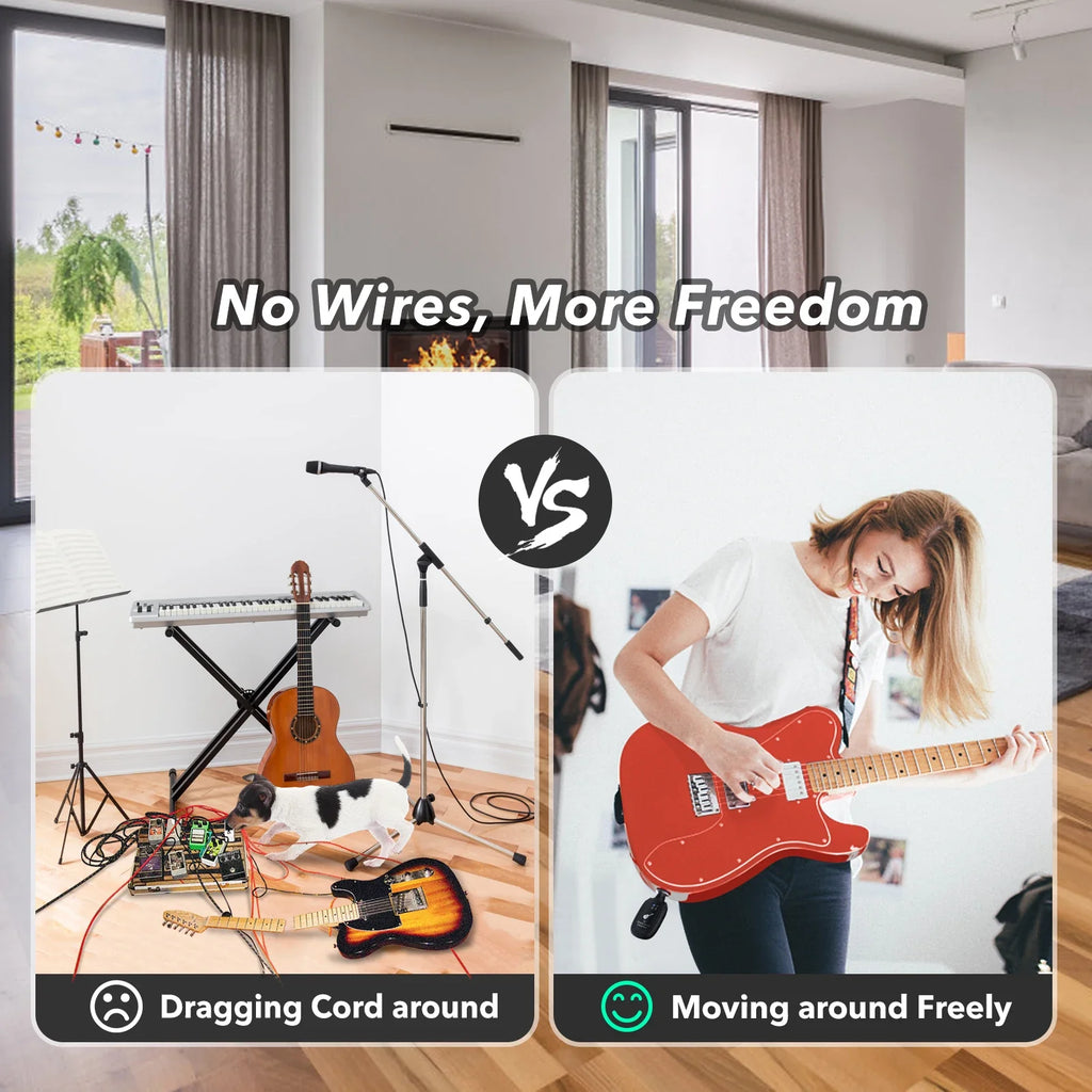 A8 UHF Electric Guitar Wireless System Transmitter Receiver Set Low latency Built-in Rechargeable For Electric Guitar Bass