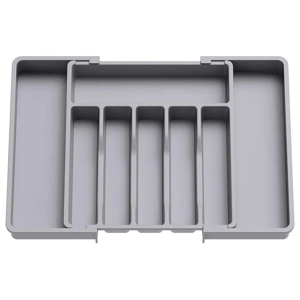 New Adjustable Cutlery Organizer - Upgraded Plastic Storage Tray with Dividers, Ideal for Organizing Spoons and Knife Drawers.