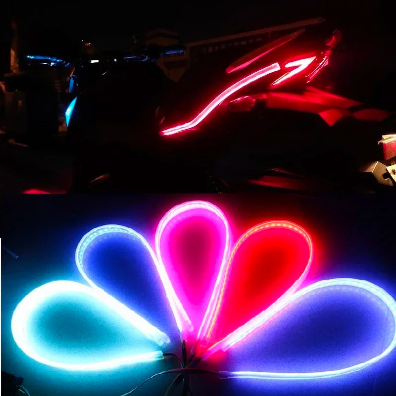 2pcs Motorcycle Turn Signal Lamp LED Daytime Running Lights Tail Light DRL Waterproof Decoration Strip Motor Brake Flowing amagi