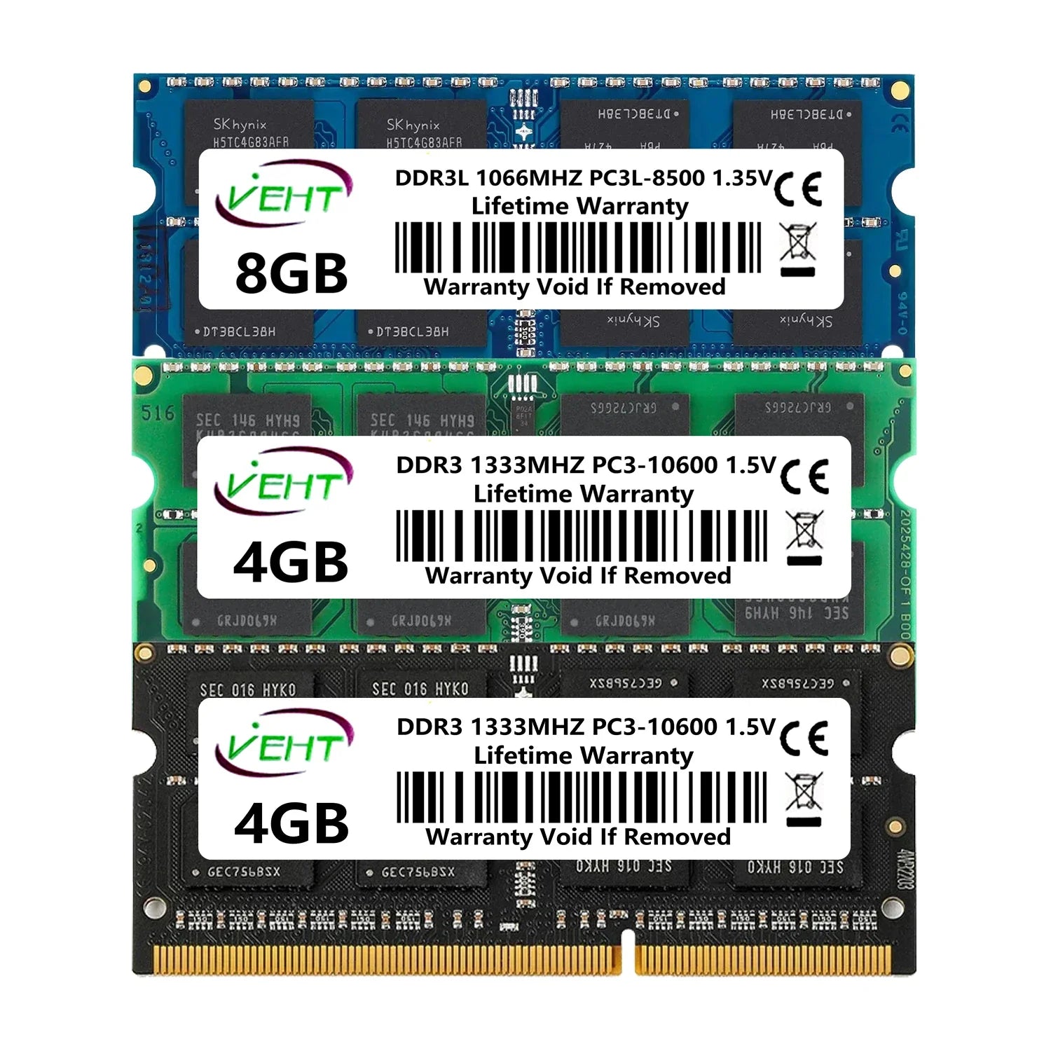 DDR3 DDR3L 2GB 4GB 8GB Laptop Memories Ram PC3 1.5V PC3L 1.35V 1066 1333 1600Mhz 8500 10600 12800 204Pin SODIMM Memory Ram