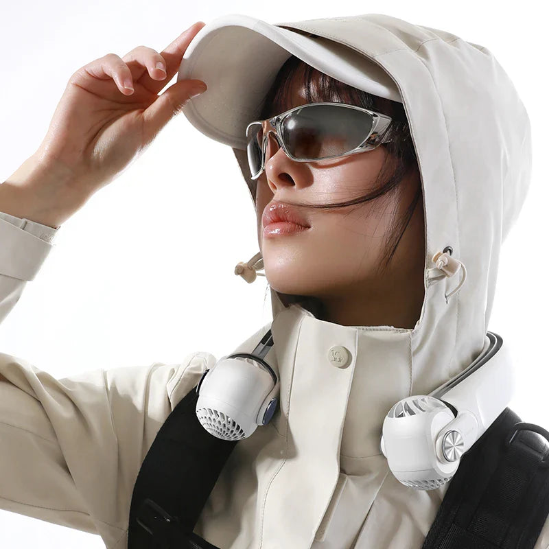 2025 New Portable Neck Fan, 360°surrounding Air Supply, 2400mAh Capacity Battery, Wearable Neck Fan Rechargeable for Outdoor Use
