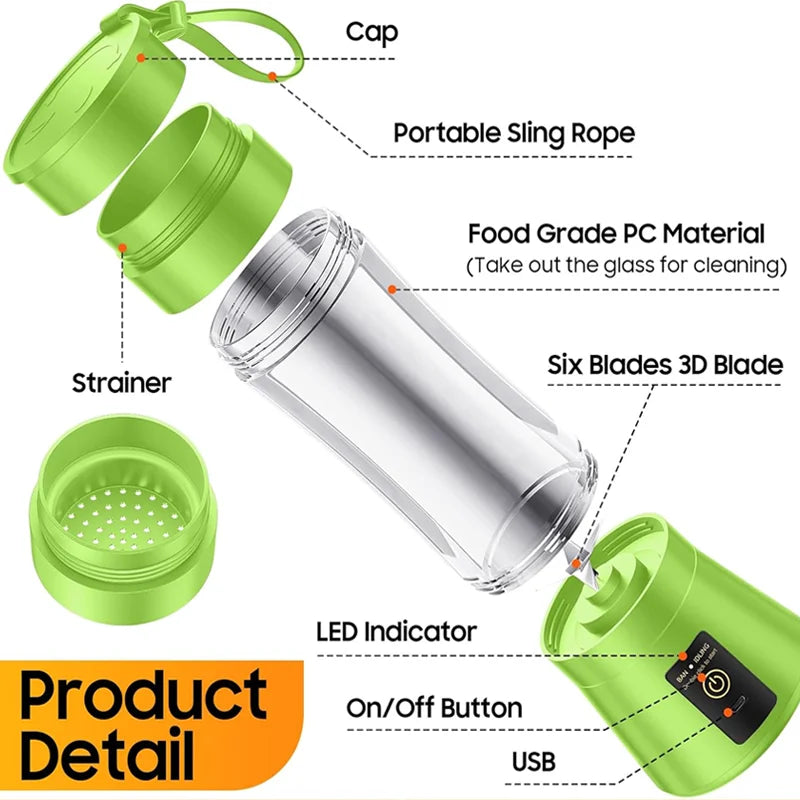 380ml household juice mixer mini electric juicer USB rechargeable smoothie shake mixer portable juicer household appliances