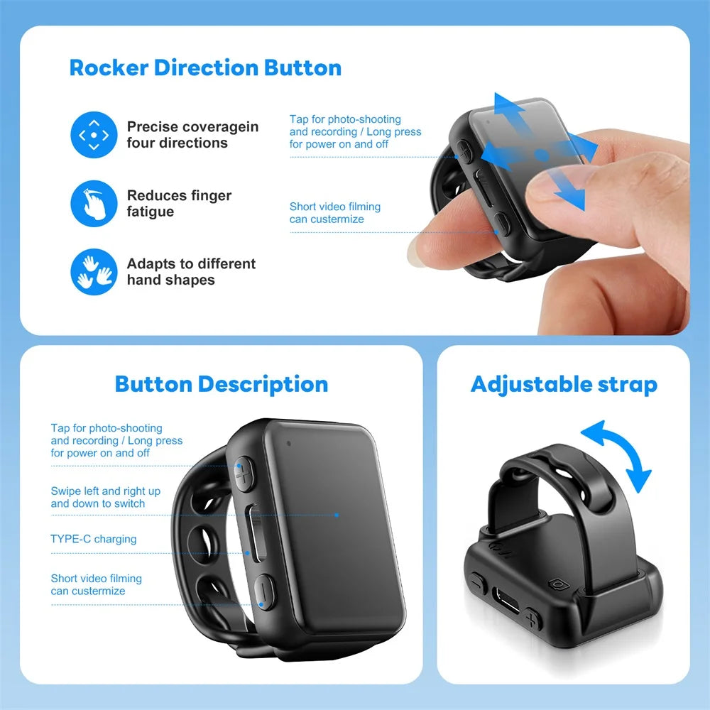 Multi Functional Ring Remote Control/for Videos/music/photography/e-books/PPT Documents/likes/Creativity Lazy People's Tools