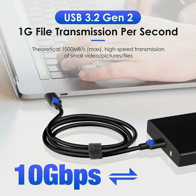 USB 3.2 10Gbps Type C Cable USB A to Type-C 3.2 Gen2 Cable Data Transfer USB C SSD Hard Disk Cable 3A 60W QC 3.0 Fast Charging