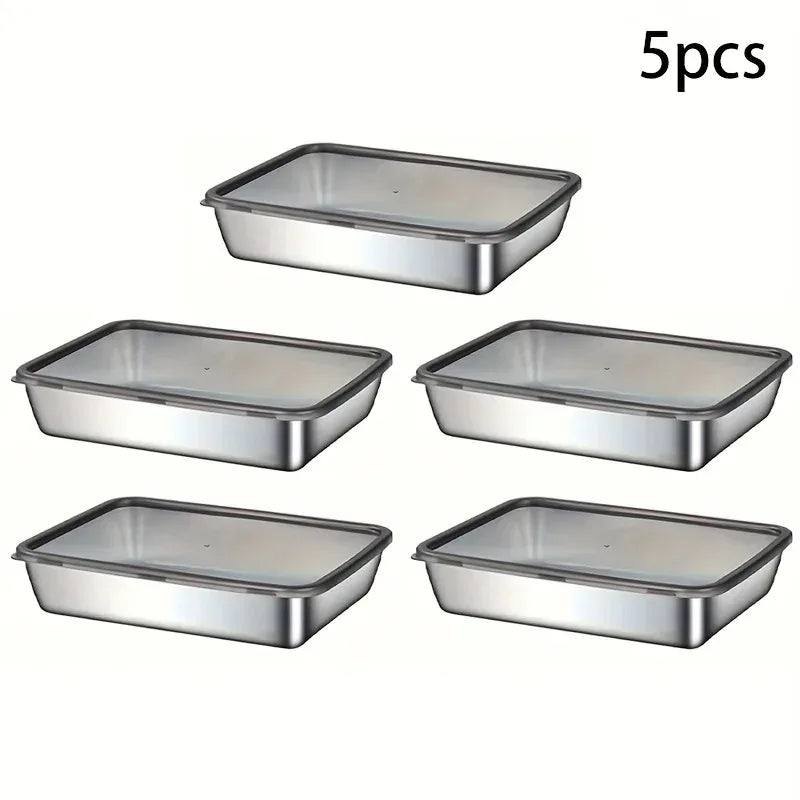 2026 5pcs Stainless Steel Food Storage Set - Leak - Proof Lids Durable & Easy  Sandwiches Fruits - Great for Home Parties