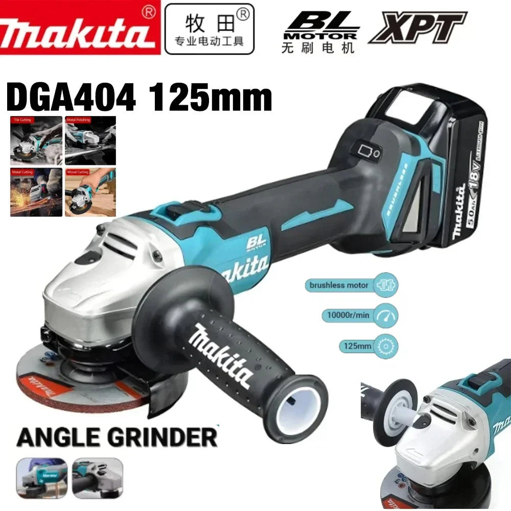 Original Makita DGA404 18V Brushless Electric Angle Grinder  Cordless Grinder Metal Wood Grinding Polishing Cutting Power Tool