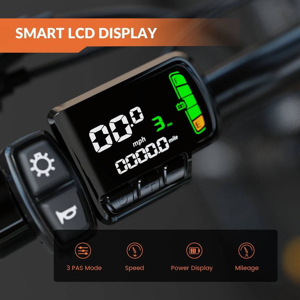 5TH WHEEL AB17 Electric Bike, 700W Peak Motor, 23 Mph Max Speed, Color LCD Display, Front Suspension