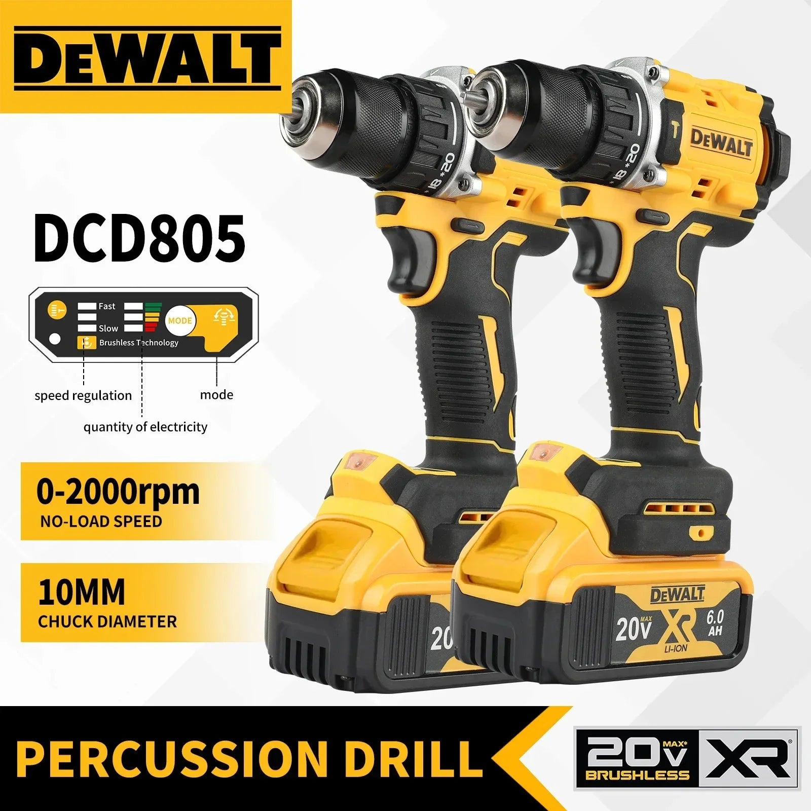 DEWALT 805 20V Brushless Wireless Drill Power Tool has precise speed and torque, rich functions, and can meet a variety  needs