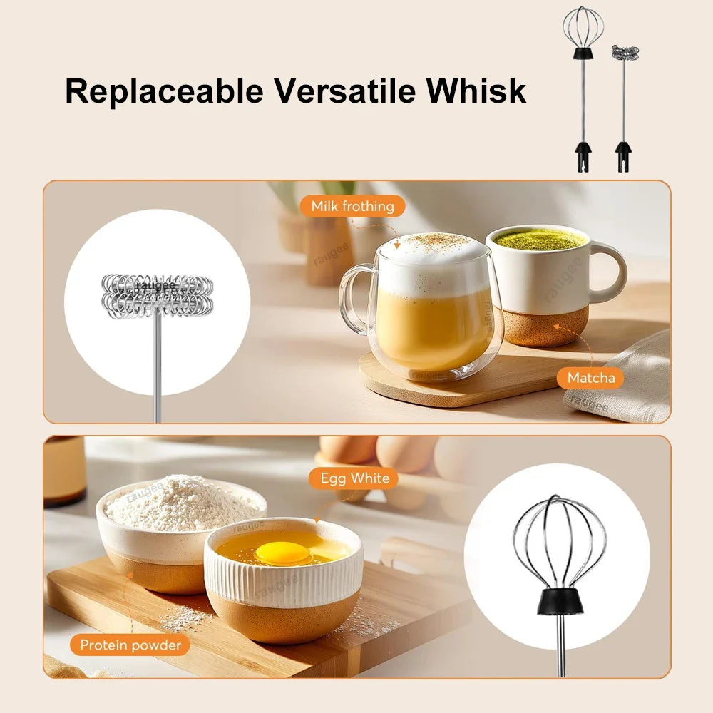 Mini Milk Frother Rechargeable Handheld Milk Foam Machine Automatic Rotary Blender for Coffee Latte Cappuccino Maker Milk Foamer